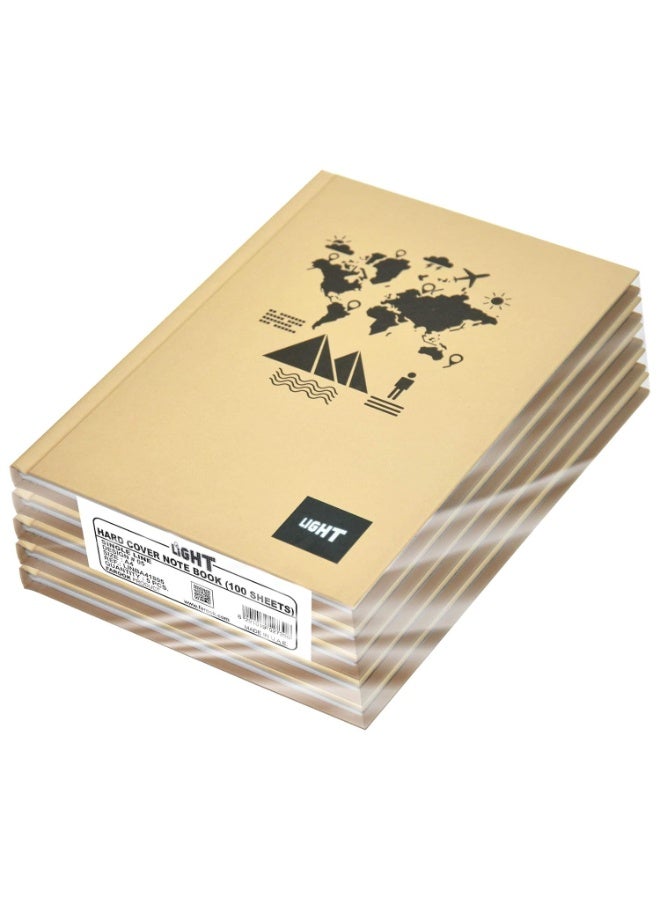 FIS Light Hard Cover Notebook, Pack of 5 Pieces, Single Line, A4 Size, 100 Sheets - LINBA41805 - Image 1